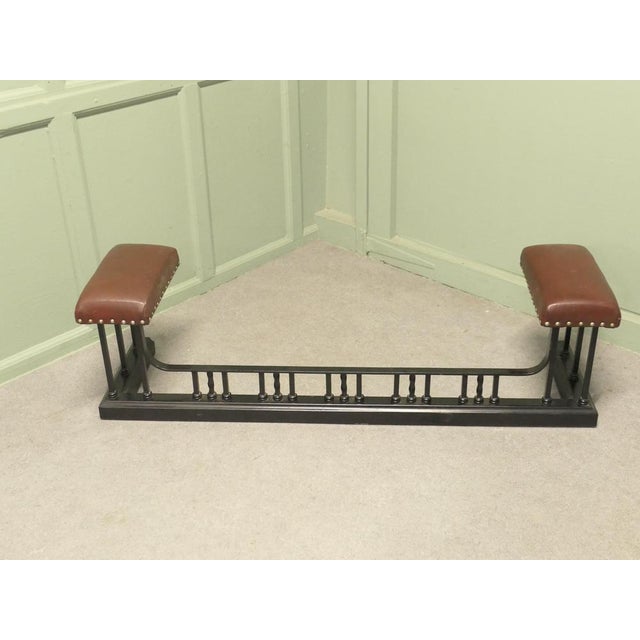 Art Deco Heavy Iron and Tan Leather Club Fender This is an attractive piece of Country House Furniture and would be well...