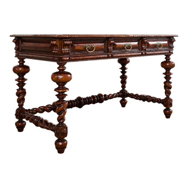 Portuguese Baroque Style Library Table by Alfonso Marina For Sale