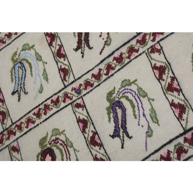 Ecru Vintage Aubusson Tulip Motif Kilim Rug For Sale - Image 8 of 13