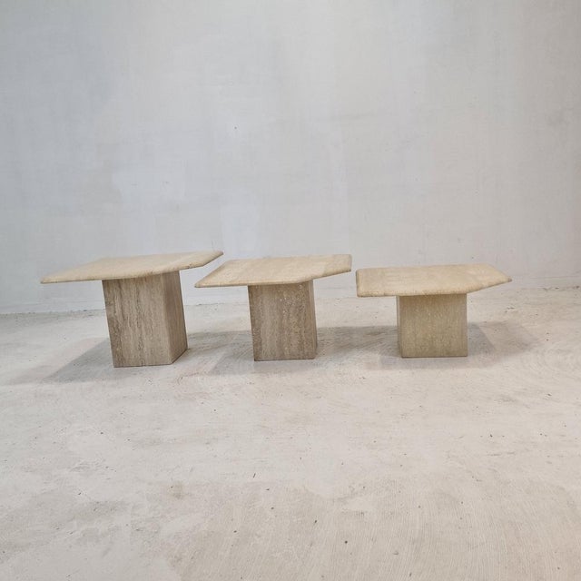 Italian Travertine Coffee Tables, 1980s, Set of 3 For Sale - Image 4 of 14