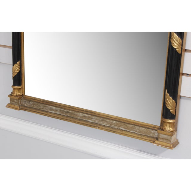 1930s Vintage Italian Ebonized and Gilt Gold Wall Mirror For Sale - Image 5 of 13