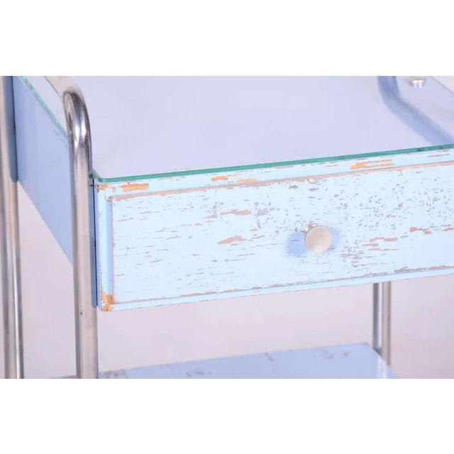 1930s Bauhaus Bedside Tables in Plywood and Chrome-Plated Steel by Mücke Melder, 1930s, Set of 2 For Sale - Image 5 of 11