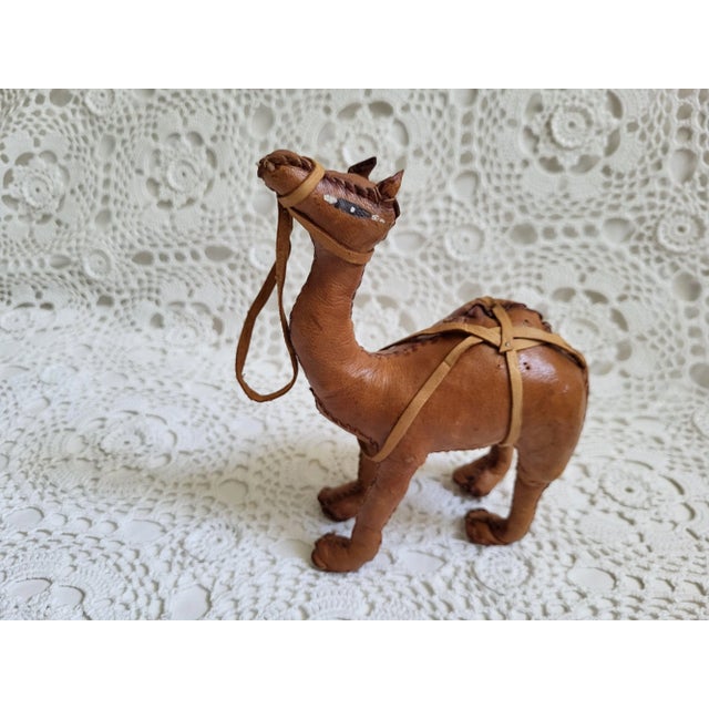 Folk Art 1960s Brown Leather Camel Figurine For Sale - Image 3 of 6