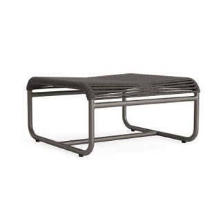 Brown Jordan Walter Lamb Aluminum Ottoman, Mica frame with Coal fabric For Sale