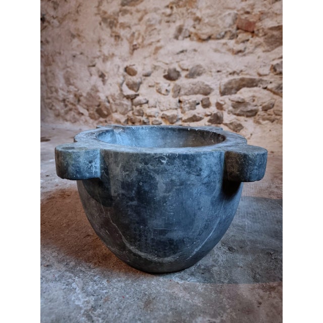 Antique French Black Marble Mortar, 19th Century For Sale - Image 4 of 16