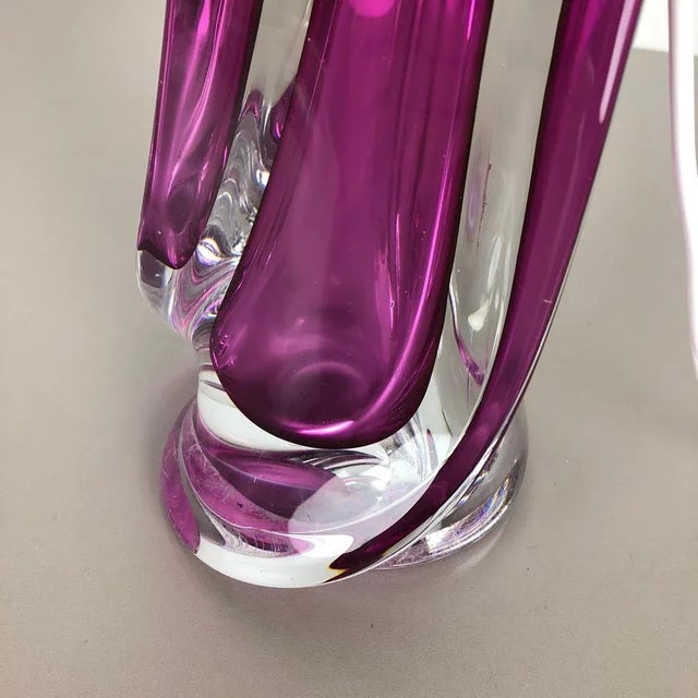 Large Crystal Glass Pink Table Light from Val Saint Lambert, Belgium, 1960s For Sale - Image 6 of 17