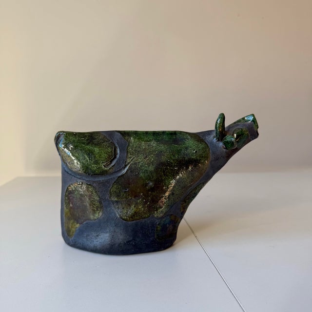 Raku Studio Art Pottery Spotted Cow For Sale In Charleston - Image 6 of 9