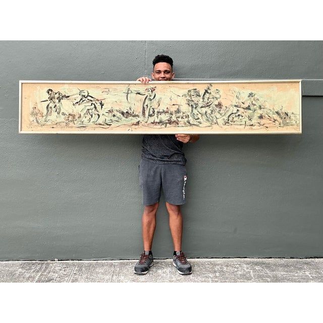 Vintage 1966 Original Abstract Figurative Oil on Board For Sale - Image 10 of 12