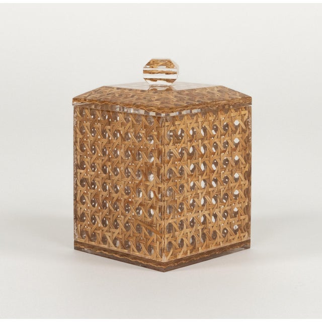 Christian Dior Mid-Century Modern Box in Acrylic and Rattan from Christian Dior, 1970s For Sale - Image 4 of 16