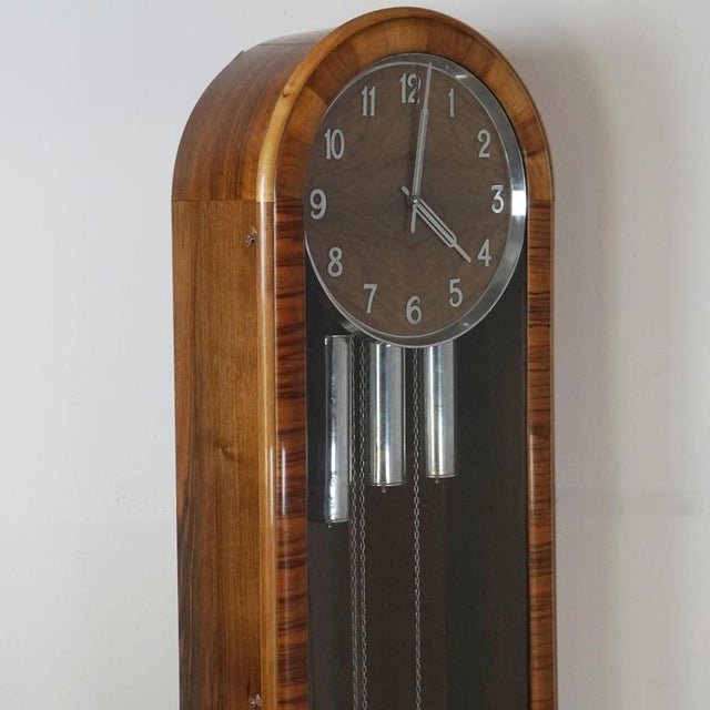 1930s Vintage Longcase Clock in Walnut, 1930s For Sale - Image 5 of 9