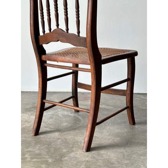 Antique Set of 4 Turned-Spindle Cane Seat Dining Chairs For Sale - Image 13 of 18