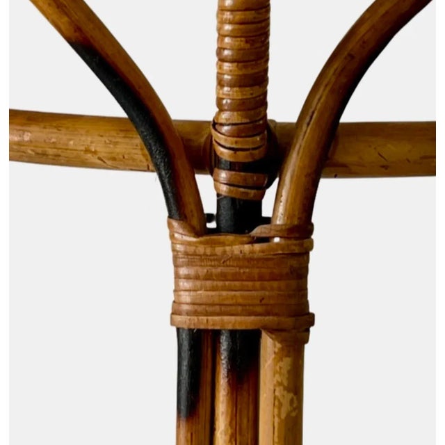 Dorothy Draper Vintage Victorian Boho Chic Mid Century Burnt Bamboo Plant Holder Stand For Sale - Image 4 of 9