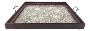 Victorian Framed Doily Large Wooden Serving Tray