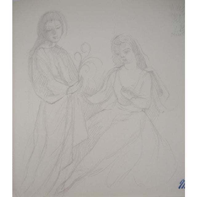 Marie Laurencin, Intimate Moment, Original Pencil Drawing For Sale - Image 5 of 7