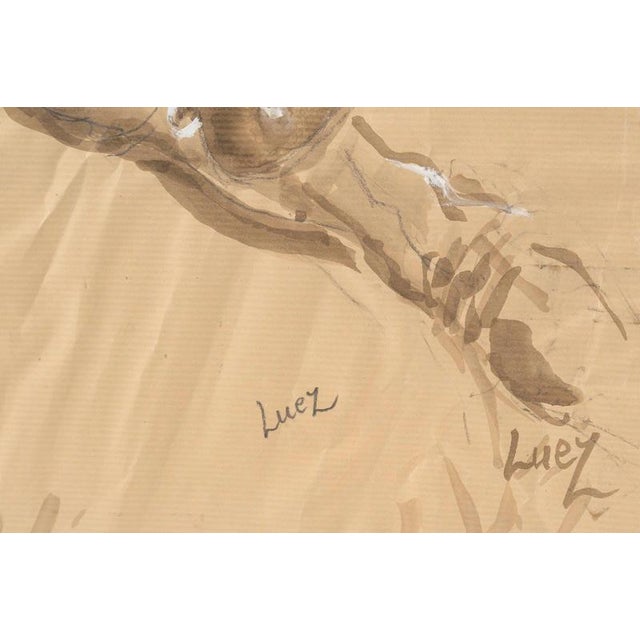 Evelyne Luez, Depicting a Rugby Player in Action, Watercolor on Crumpled Paper For Sale - Image 5 of 7