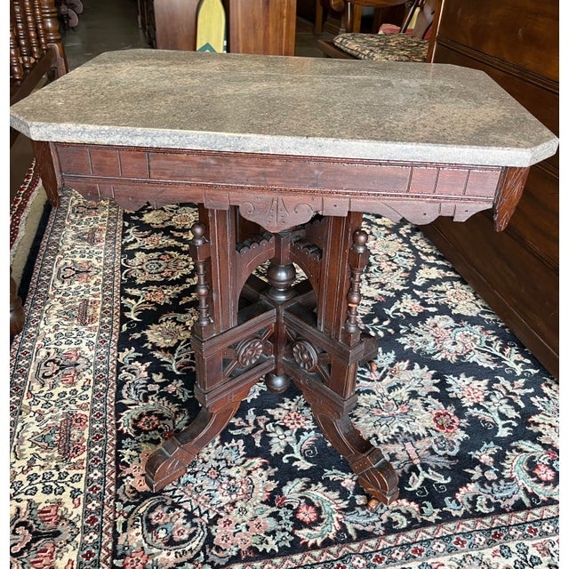 Late 19th Century Victorian Eastlake MarbleTop Table Chairish