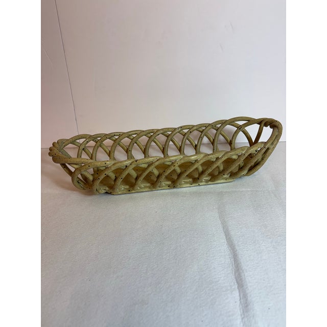 1980s Vintage Mid-Century Open-Weave Ceramic Baguette and Breadbasket For Sale - Image 5 of 5
