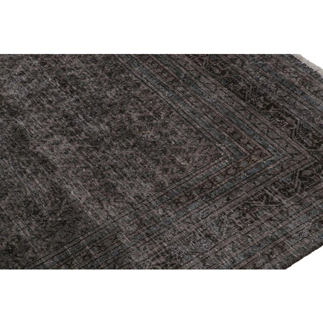 Vintage Persian Rug in Gray With Blue Geometric Patterns, From Rug & Kilim For Sale In New York - Image 6 of 7