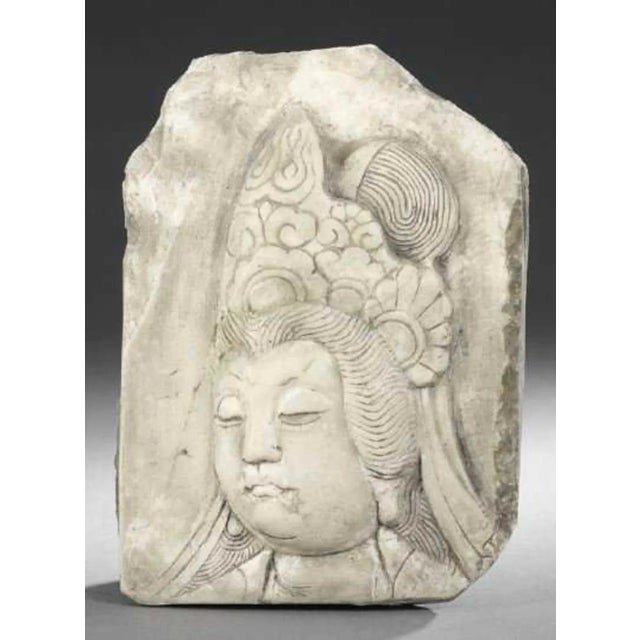 Late 19th Century Vintage Asian Carved Mable Figure For Sale - Image 4 of 4