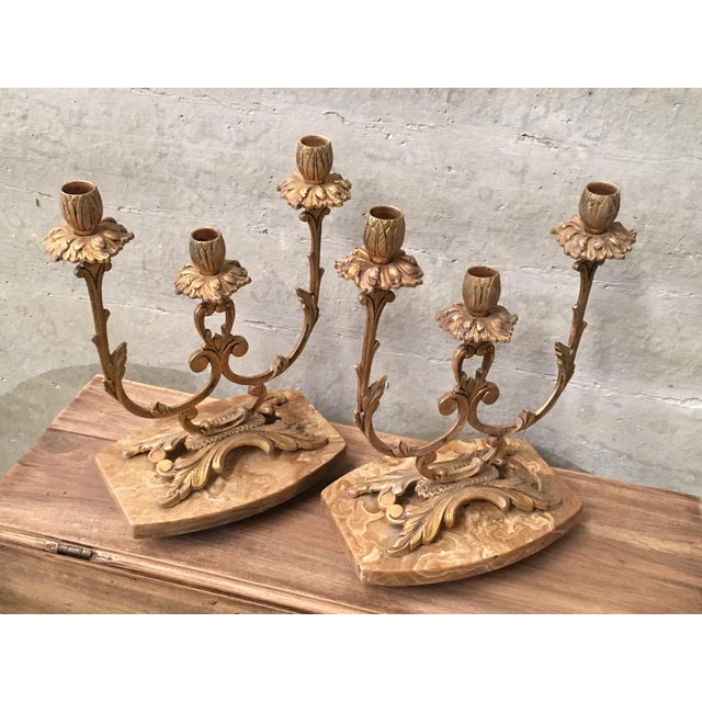 French Louis XVI Style '19th Century' Three Scroll Arm Candelabras - a Pair For Sale - Image 4 of 13