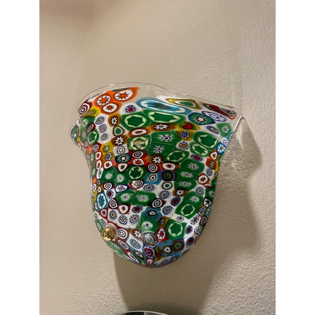 Murano Murano Millefiori Glass Wall Sconce For Sale - Image 4 of 12
