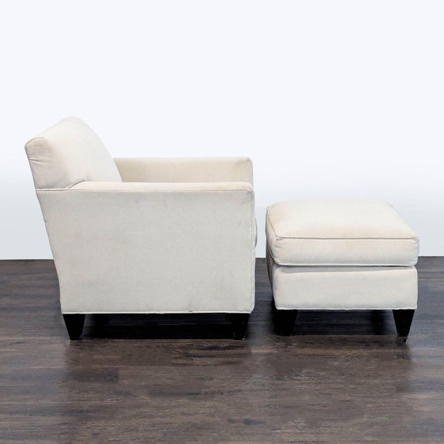 Crate & Barrel Crate & Barrel Lounge Chair With Ottoman – Modern Cream Upholstery For Sale - Image 4 of 9