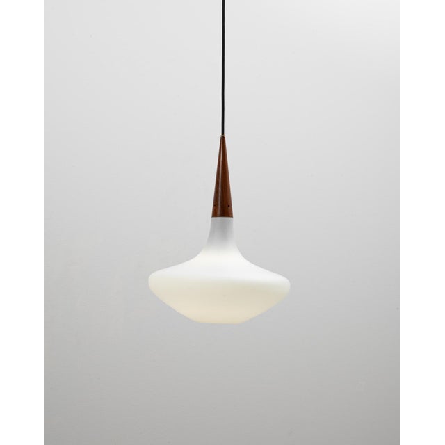 1950s Dutch Philips Wood and Opal Glass Pendant Lamp By Louis Kalff For Sale In Greensboro - Image 6 of 18