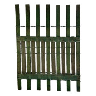 1 of 2 Vintage Salvaged Painted Wood Fence Element in Avocado Green, for Wall Decor For Sale