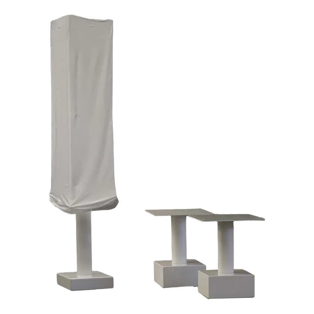 Bedside Tables and Floor Lamp by Ludwing Mies Van Der Rohe for Alivar, Set of 3 For Sale