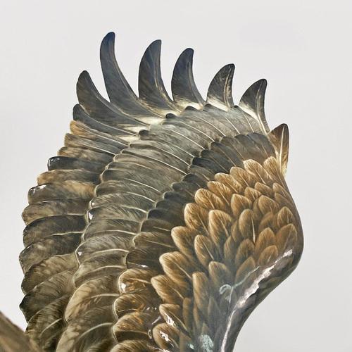 German Polychrome Porcelain Eagle Sculpture by Fritz Heidenreich, 1930s For Sale - Image 14 of 18