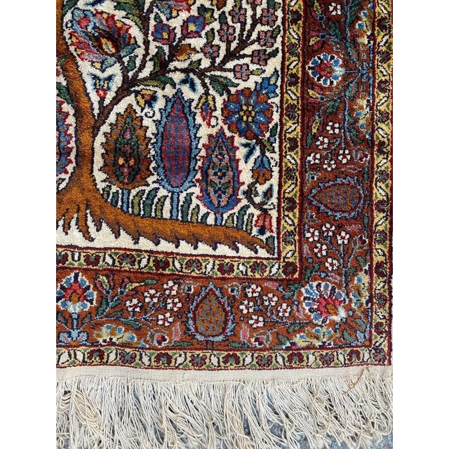 Small Vintage Indian Fine Silk Rug For Sale - Image 4 of 18