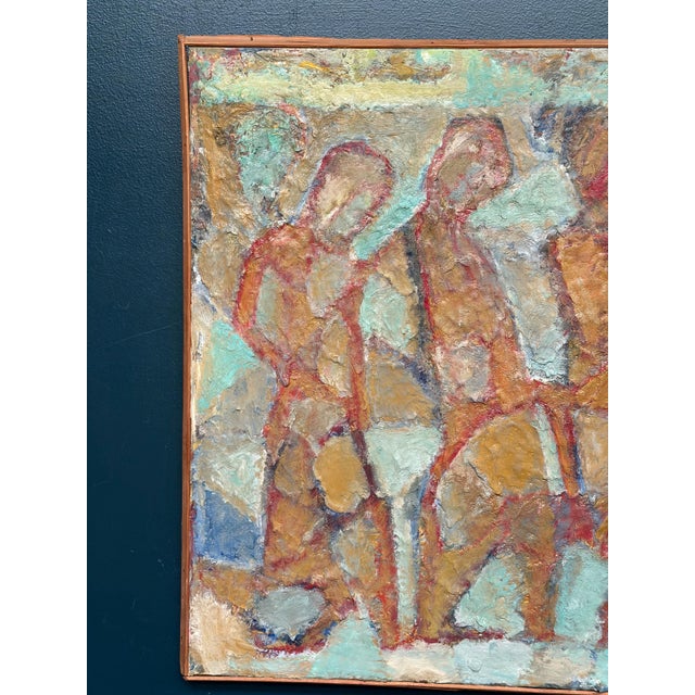 Mid-Century Modern Karsten Winther, Composition with Figures, 1967, Oil on Canvas, Framed For Sale - Image 3 of 18