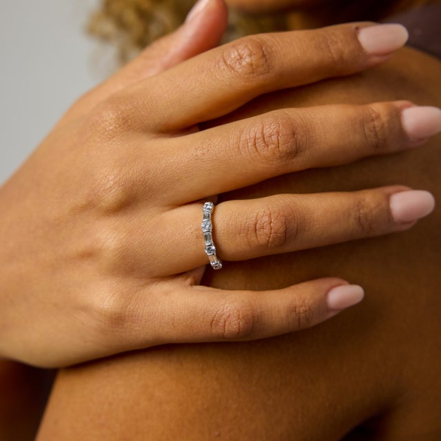 2010s Tiffany & Co. Diamond Platinum Half Eternity Band, Size 5 For Sale - Image 5 of 6