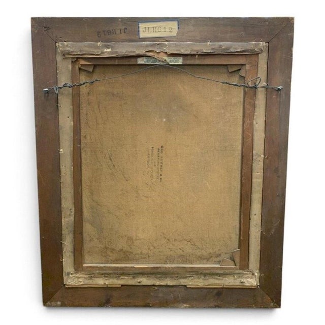 Textile 1878 e.j. Boussant Still Life Oil Painting — Fruit & Wine For Sale - Image 7 of 8