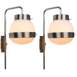 1960s Sergio Mazza 'Delta' Wall Lights for Artemide - a Pair