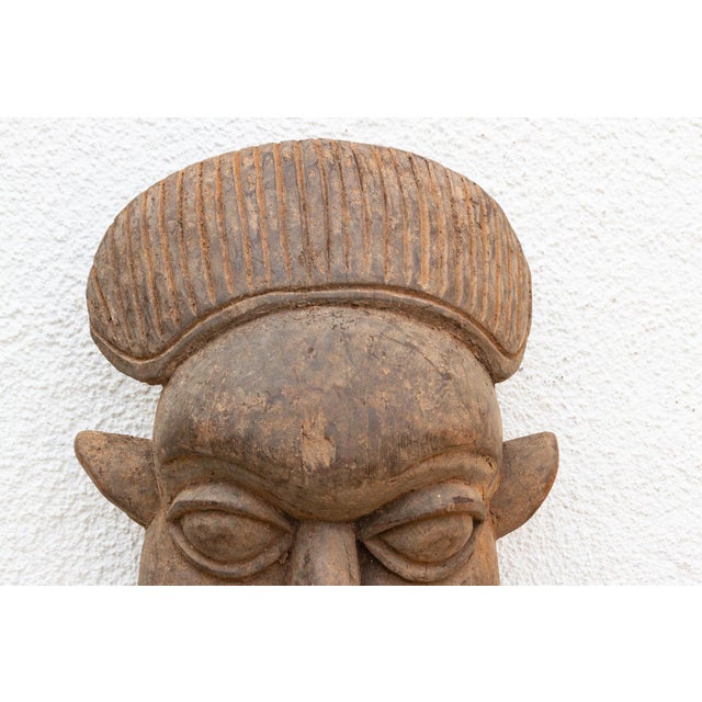1970s Rustic Wooden African Mask, the Silent Witness For Sale - Image 5 of 6