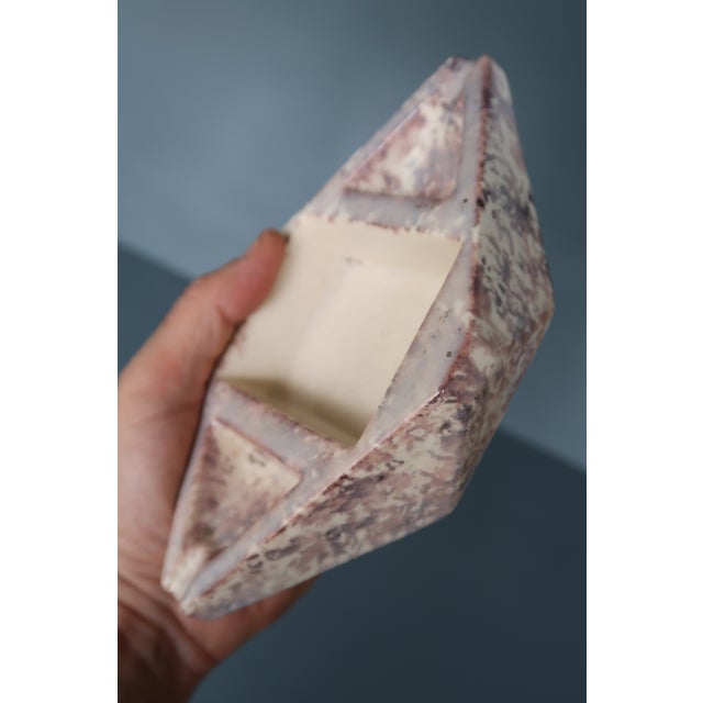 French modernist ceramic ashtray from the 50s/60s in mottled, cloudy ceramic with cubist and brutalist inspiration. Very...