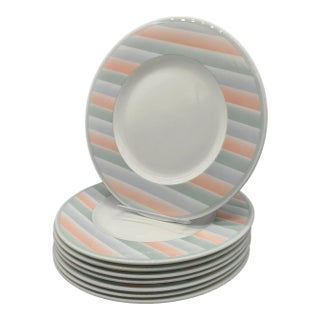 Late 20th Century Villeroy & Boch Andante Bone China Dinner Plates- Set of 8 For Sale