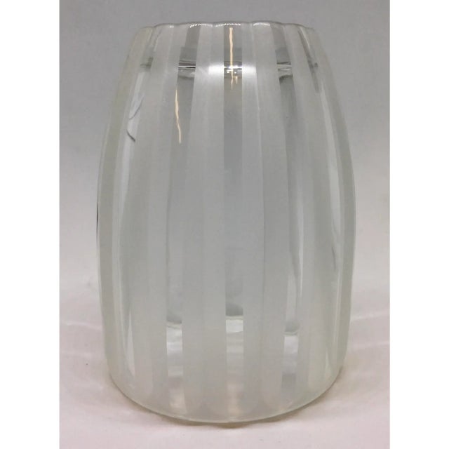 Frosted & Clear Ribbed Crystal Bud Vase For Sale In Portland, ME - Image 6 of 8