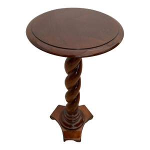 Vintage Plant Stand Low Table Barley Twist Pedestal Column Round Victorian Style