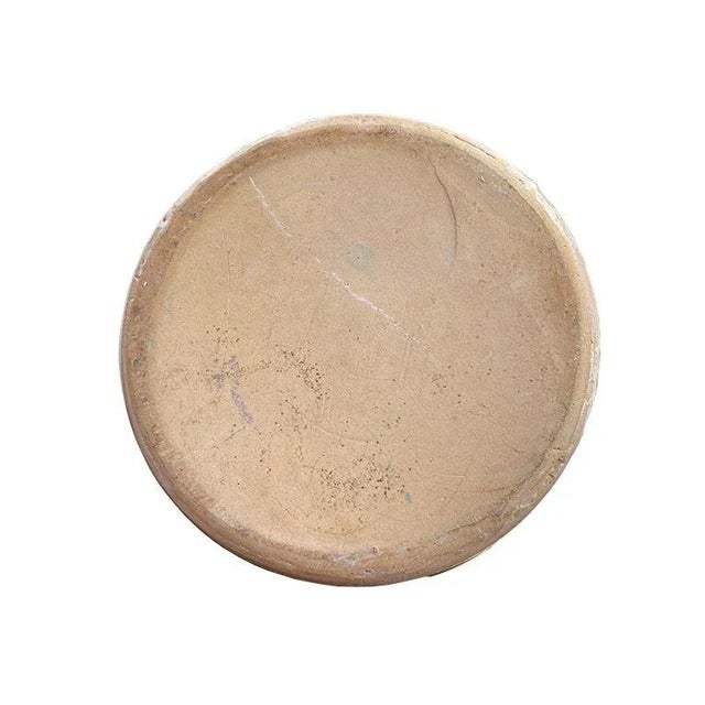 Folk Ceramic Butter Churn, Crock or Vase With Blue Stripe Decoration For Sale - Image 4 of 5