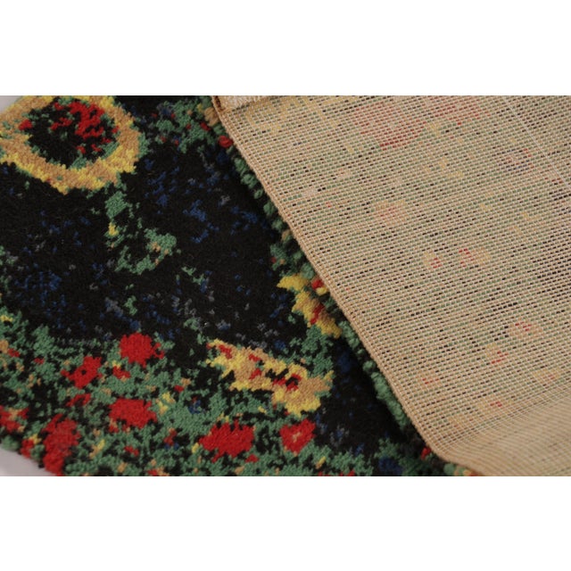 Forest Green Klimt-Inspired Vintage Art Rug “Farm Garden With Sunflowers” - Rug & Kilim For Sale - Image 8 of 8