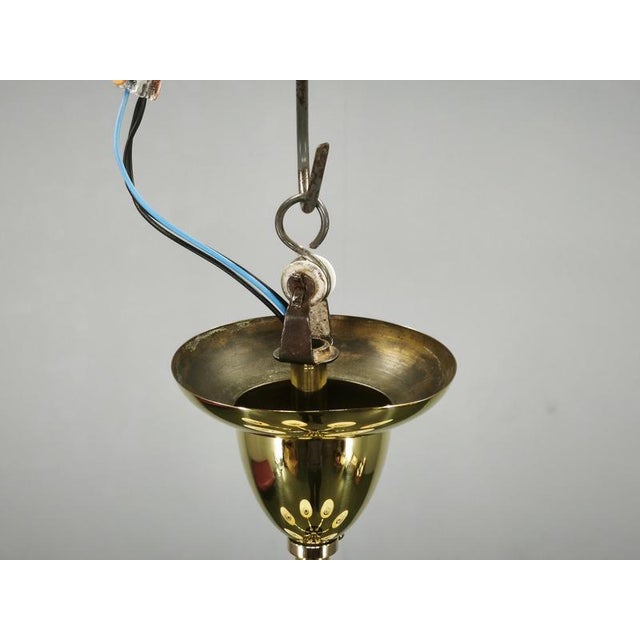 1950s Italian Brass Chandelier with Opaline Glass Shades, 1950s For Sale - Image 5 of 17