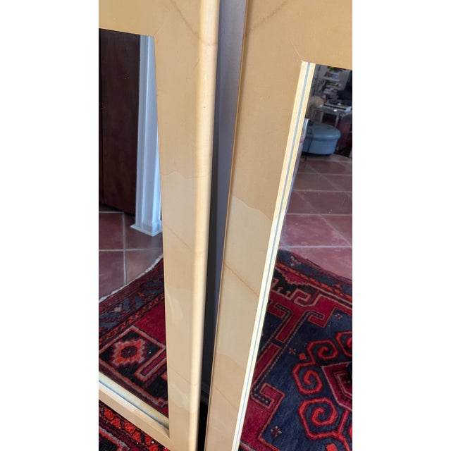 Large 1980s Mirror Karl Springer Style Goatskin Finish - a Pair For Sale In West Palm - Image 6 of 12