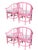 Wood Pink Rattan 4 Chair Dining Set in Sunbrella Fabric For Sale - Image 7 of 11