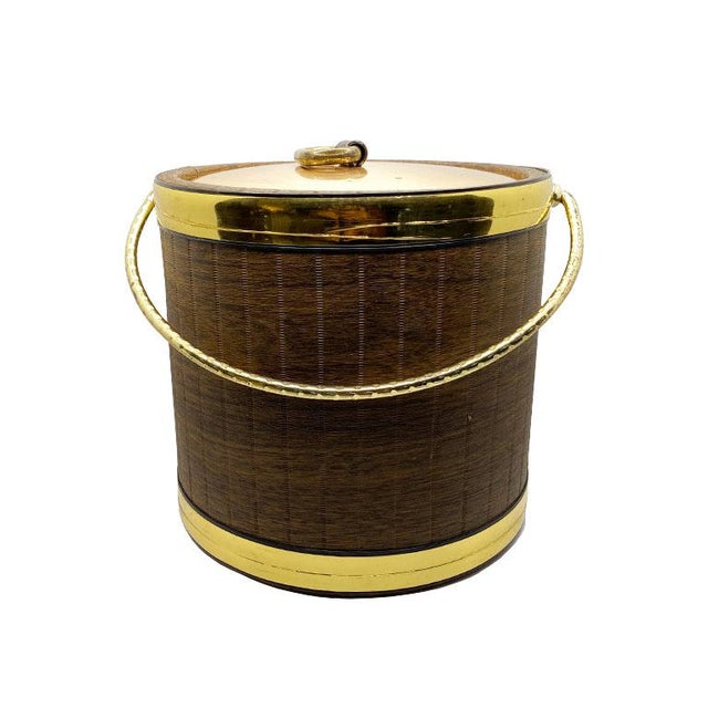 Mid Century Brown and Brass Ice Bucket For Sale In Oklahoma City - Image 6 of 6