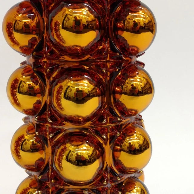 Glass Gold Mercury Glass Bubble Lamps - A Pair For Sale - Image 7 of 8