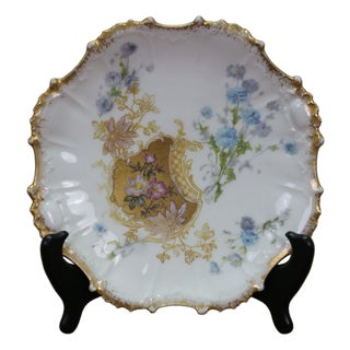 Antique a Klingenberg & Dwenger French Limoges Porcelain Floral Scalloped Plate For Sale