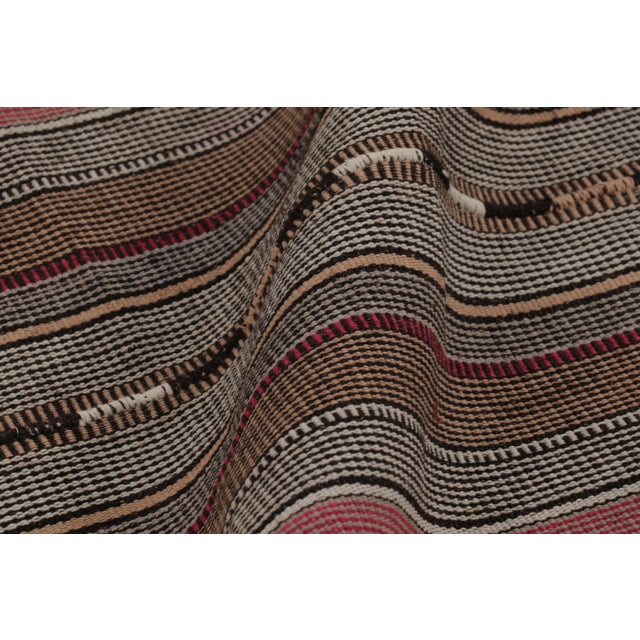Textile Vintage Persian Kilim, Muted Rose & Charcoal Stripes - Rug & Kilim For Sale - Image 7 of 8