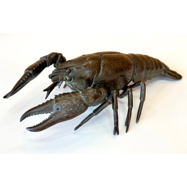 Metal Large Japanese Bronze Lobster Okimono Meiji Period For Sale - Image 7 of 12